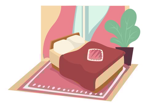 Feminine bedroom interior design bed and decor vector