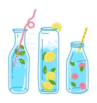 Drinks and beverages, lemonade and soda vector