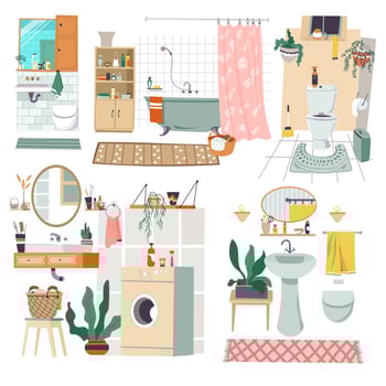 Bathroom interior design furniture and decoration vector