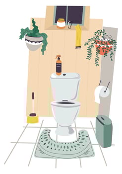 Modern bathroom interior design with flowers pot vector