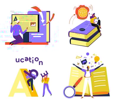Education and development, improvement of skills vector