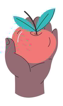 Hand holding ripe apple, healthy eating dieting vector