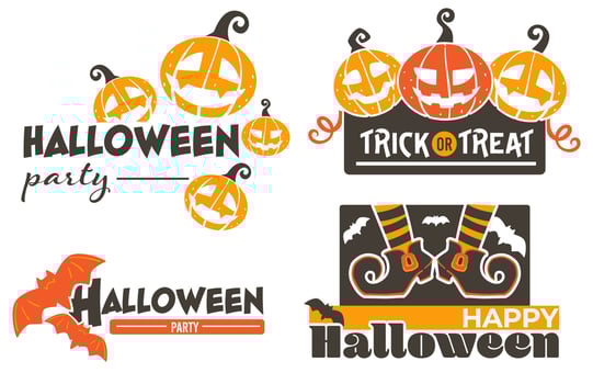 Happy halloween, pumpkins and flying bats vector