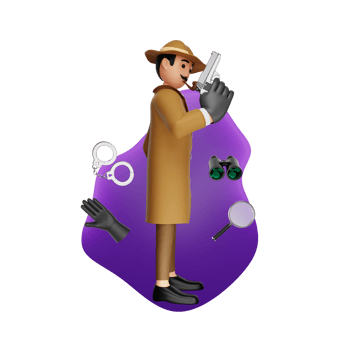 Detective Holding Gun 3D Character Illustration png