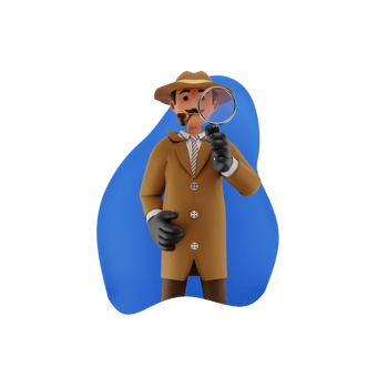 Male Detective In Coat Holding Magnifier 3D Character Illustration png