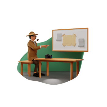 Detective Showing White Board, 3D Character Illustration png
