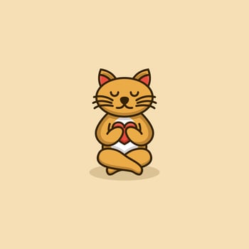 Cat cute concept logo design vector