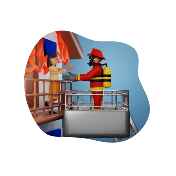 Firefighter Saving A Girl, 3D Character Illustration png