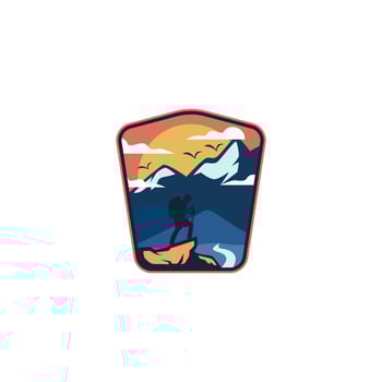 mountain climber vector logo design