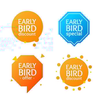 Realistic Detailed 3d Early Bird Label Set. Vector