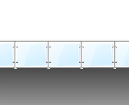 Realistic Detailed 3d Glass Barrier Modern Balcony or Terrace. Vector