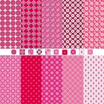 set of simple abstract shapes patterns seamless background vector