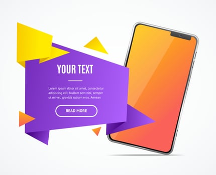 Realistic Detailed 3d Mobile Phone Banner Card Template. Vector