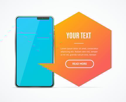 Realistic Detailed 3d Mobile Phone Banner Card Template. Vector