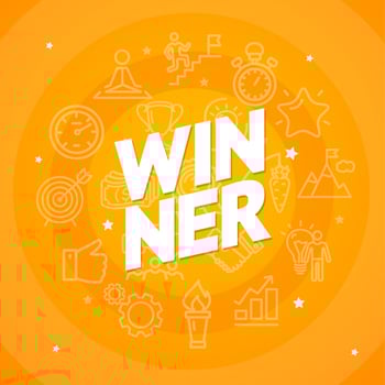 Winner Concept with White Thin Line Icon Set. Vector