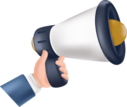 illustration of a businessman hand holding a megaphone isolated on a white background png