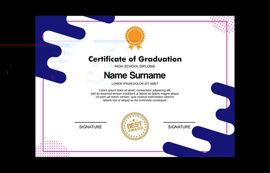 modern certificate template for achievement vector
