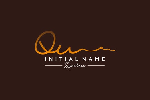 Initial QU signature logo template vector. Hand drawn Calligraphy lettering Vector illustration.