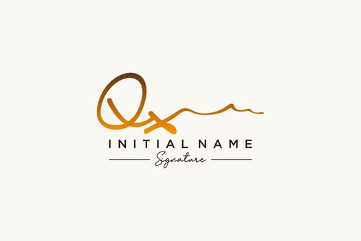 Initial QX signature logo template vector. Hand drawn Calligraphy lettering Vector illustration.