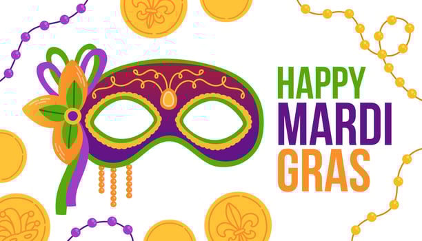 Mardi gras carnival party design. Fat tuesday, carnival, festival. For greeting card, banner, gift packaging, poster vector