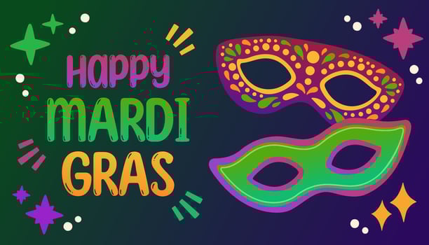 Mardi gras carnival party design. Fat tuesday, carnival, festival. For greeting card, banner, gift packaging, poster vector