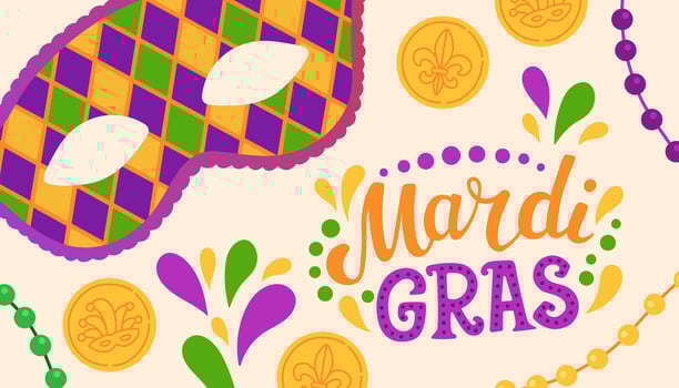 Mardi gras carnival party design. Fat tuesday, carnival, festival. For greeting card, banner, gift packaging, poster vector