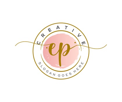 initial EP Feminine logo beauty monogram and elegant logo design, handwriting logo of initial signature, wedding, fashion, floral and botanical with creative template. vector