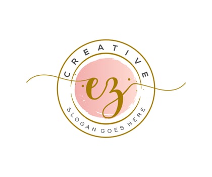 initial EZ Feminine logo beauty monogram and elegant logo design, handwriting logo of initial signature, wedding, fashion, floral and botanical with creative template. vector