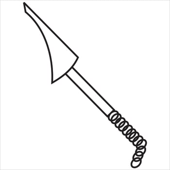 Vector image of kurasigama sword, Black and white color, with transparent background