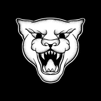Black panther art Illustration hand drawn black and white vector for tattoo, sticker, logo etc