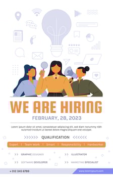 We Are Hiring Poster With Flat Style vector