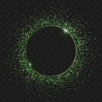 Green confetti round glittering border vector