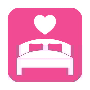 Simple illustration of bed with heart icon for St. Valentines Day vector