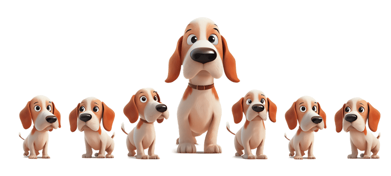 Cute and happy dog cartoon characters png