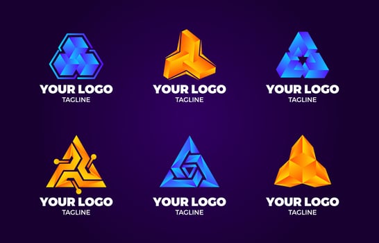 3D Triangle Geometric Shape Logo Collection vector