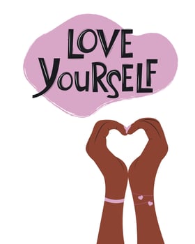 Motivation card. Women's Day Greeting Card. Love yourself. Feminism. Freedom, equality and independence. 8 March Greeting Card. vector