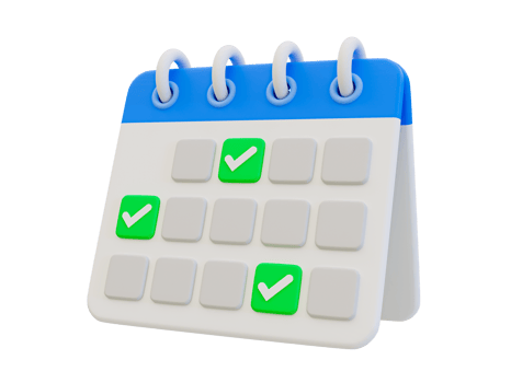 3d minimal calendar with check marks. Life management concept. 3d illustration. png