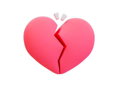 3d minimal broken heart. valentine compositions. 3d illustration. png