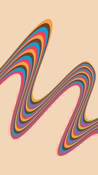 Vertical Vector Retro Colored Wavy Curved Lines Psychedelic Vintage 60s 70s Wallpaper Pattern for Mobile Screen
