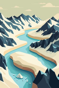 iceberg in north sea or arctic ocean, glaciers landscape vector illustration