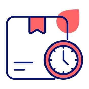Package with clock vector icon in editable style