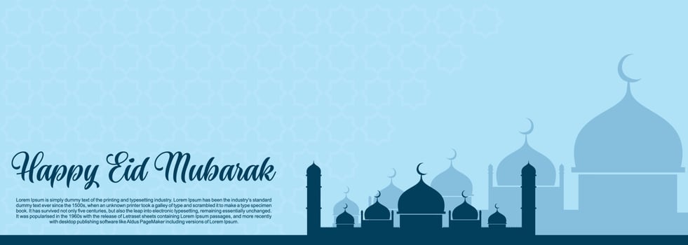 Eid mubarak Islamic background, Happy eid mubarak banner illustration, Islamic greeting card religion muslim celebration. arabic modern calligraphy vector