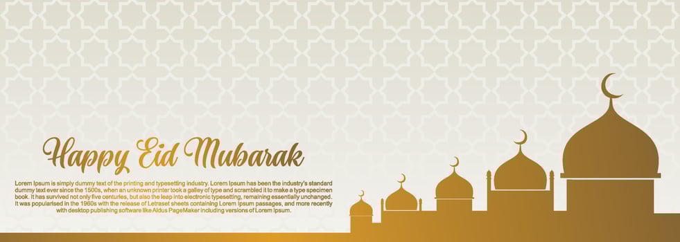 Eid mubarak Islamic background, Happy eid mubarak banner illustration, Islamic greeting card religion muslim celebration. arabic modern calligraphy vector