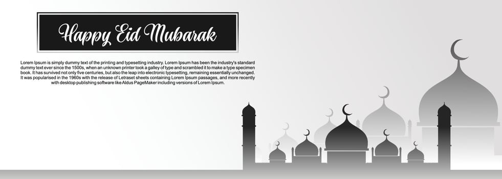 Eid mubarak Islamic background, Happy eid mubarak banner illustration, Islamic greeting card religion muslim celebration. arabic modern calligraphy vector