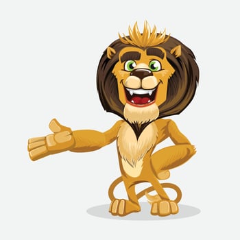 Cute carton lion funny character vector illustration.