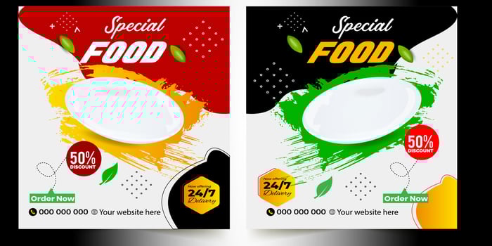 Delicious Fast Food Pizza Poster. social media post template Banner, Restaurant discount food Burger Flyer Design, Todays Menu snake Chinese meal ad Template, vector