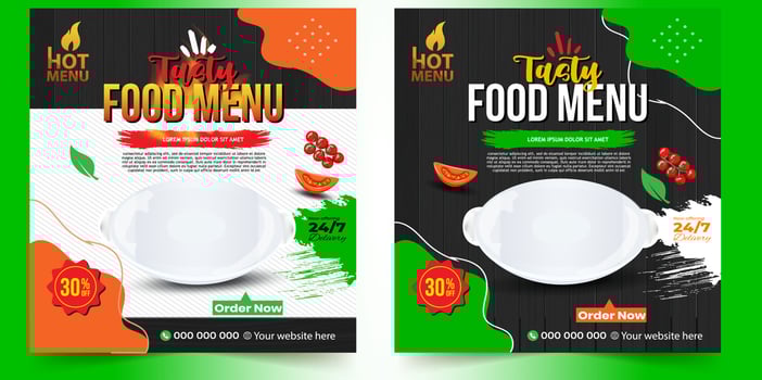 Delicious Fast Food Pizza Poster. social media post template Banner, Restaurant discount food Burger Flyer Design, Todays Menu snake Chinese meal ad Template, vector