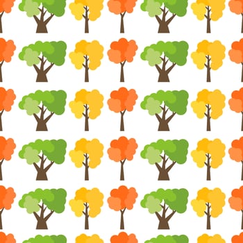 Seamless pattern from autumn trees. Autumn forest background. Vector illustration