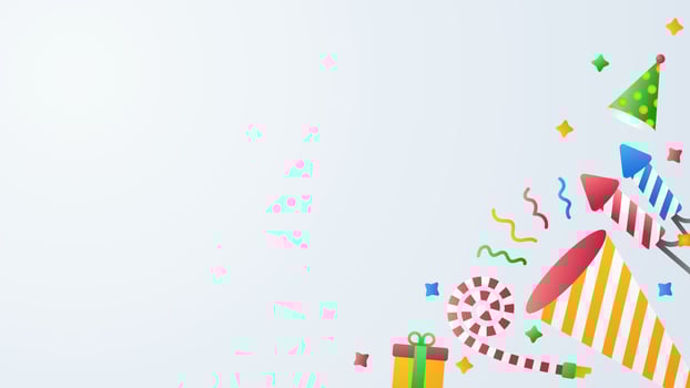 Party Illustration vector Graphic blue background, gift boxes, firecrackers, and  trumpet with copy space area, Suitable to use on New year, birthday, or any other celebrating event