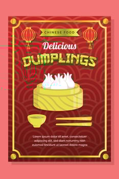 Chinese Dumpling Flyer Template vector